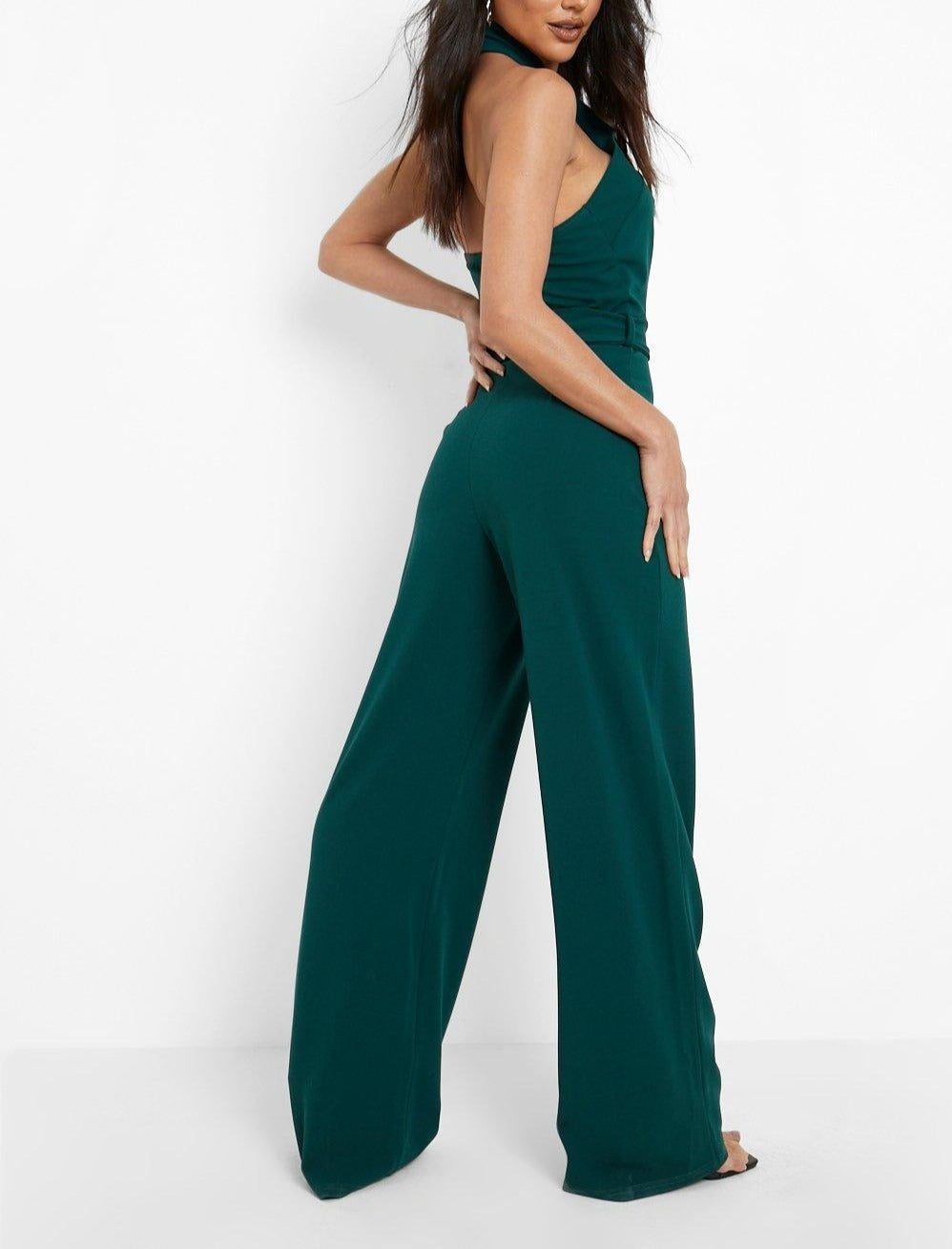 Halter Belted Wide Led Jumpsuit For Women