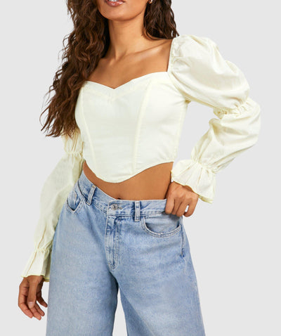 Puff Sleeve Women Corset Blouse