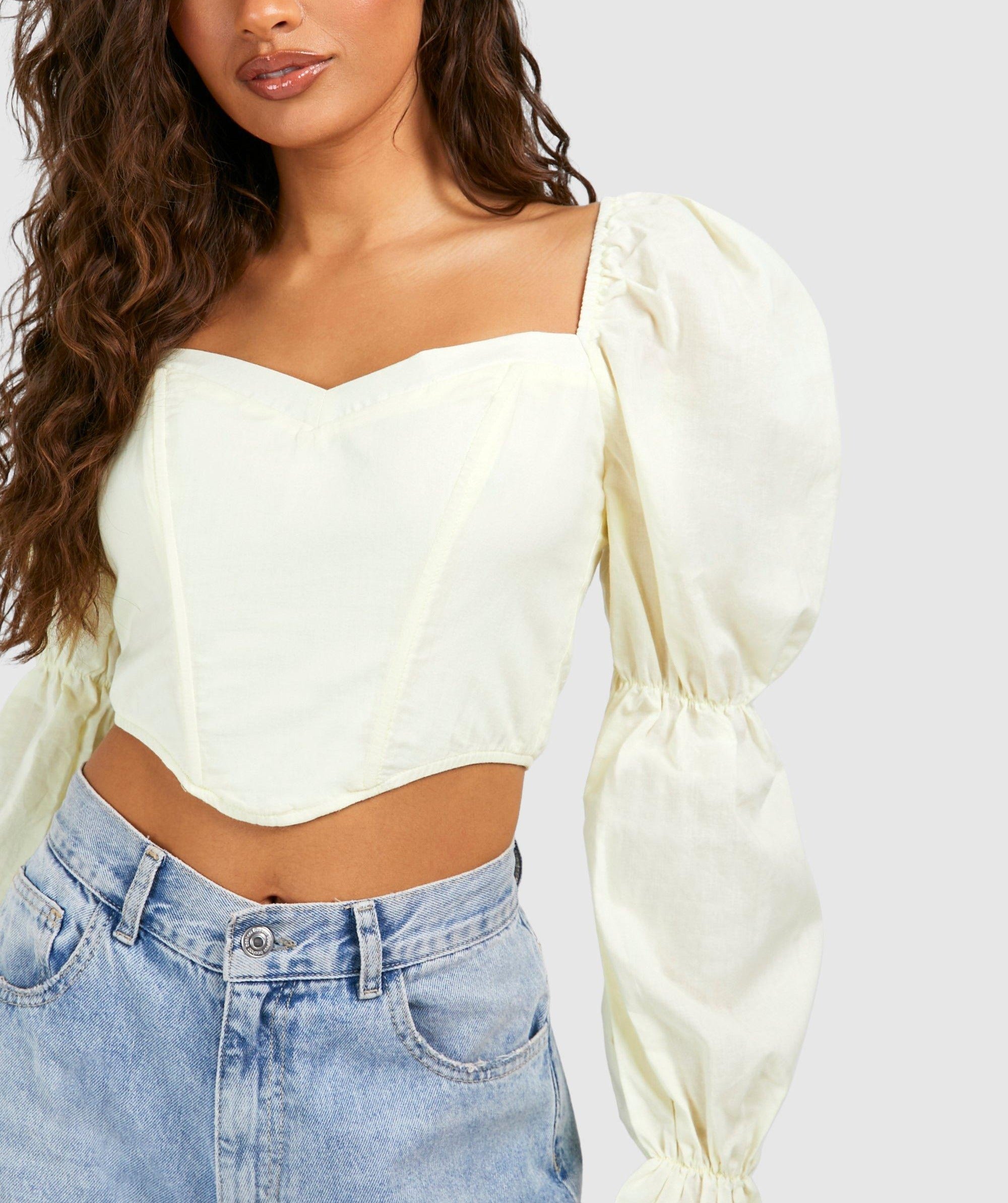 Puff Sleeve Women Corset Blouse