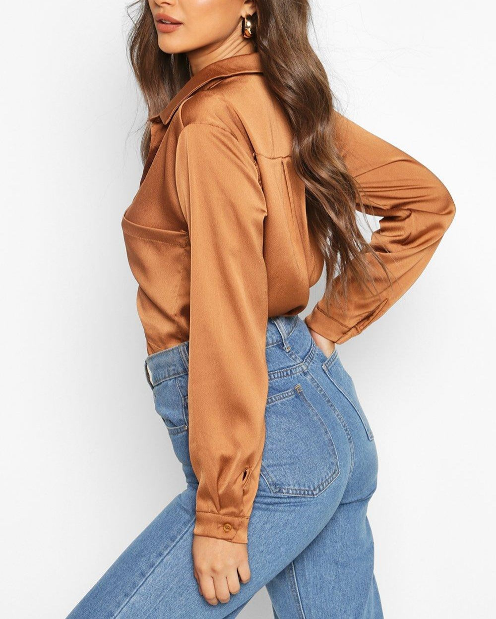 Oversized  Women satin shirt