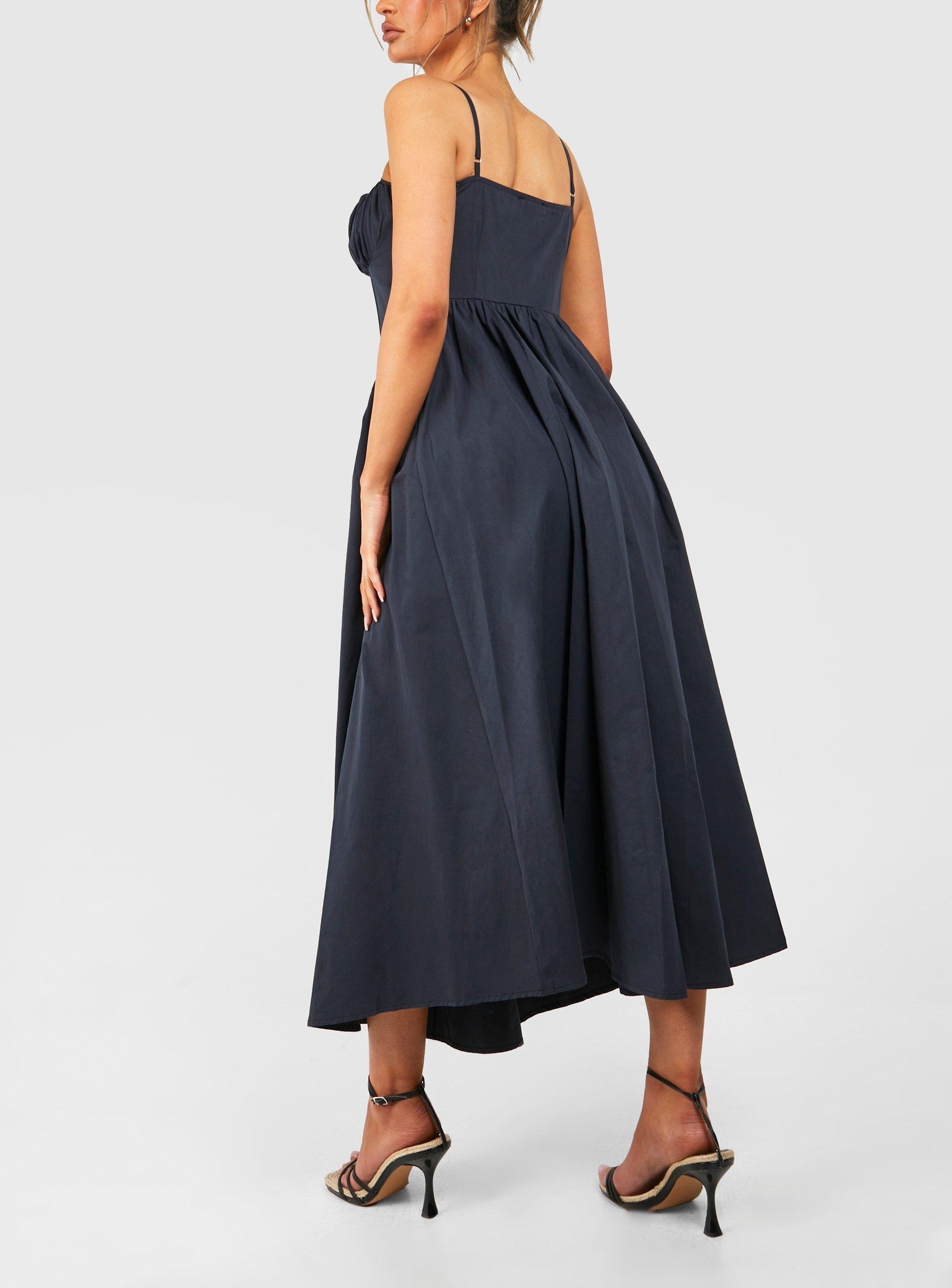 Cotton Midi Milkmaid Dress For Women