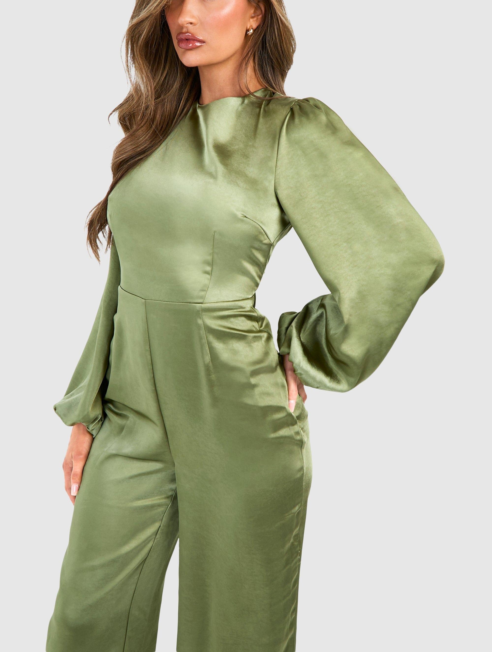 BRIDESMAID SATIN SLEEVE JUMPSUIT