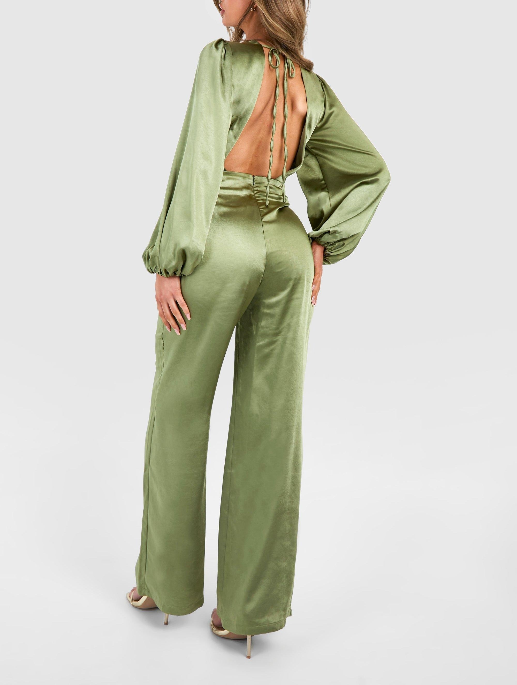 BRIDESMAID SATIN SLEEVE JUMPSUIT
