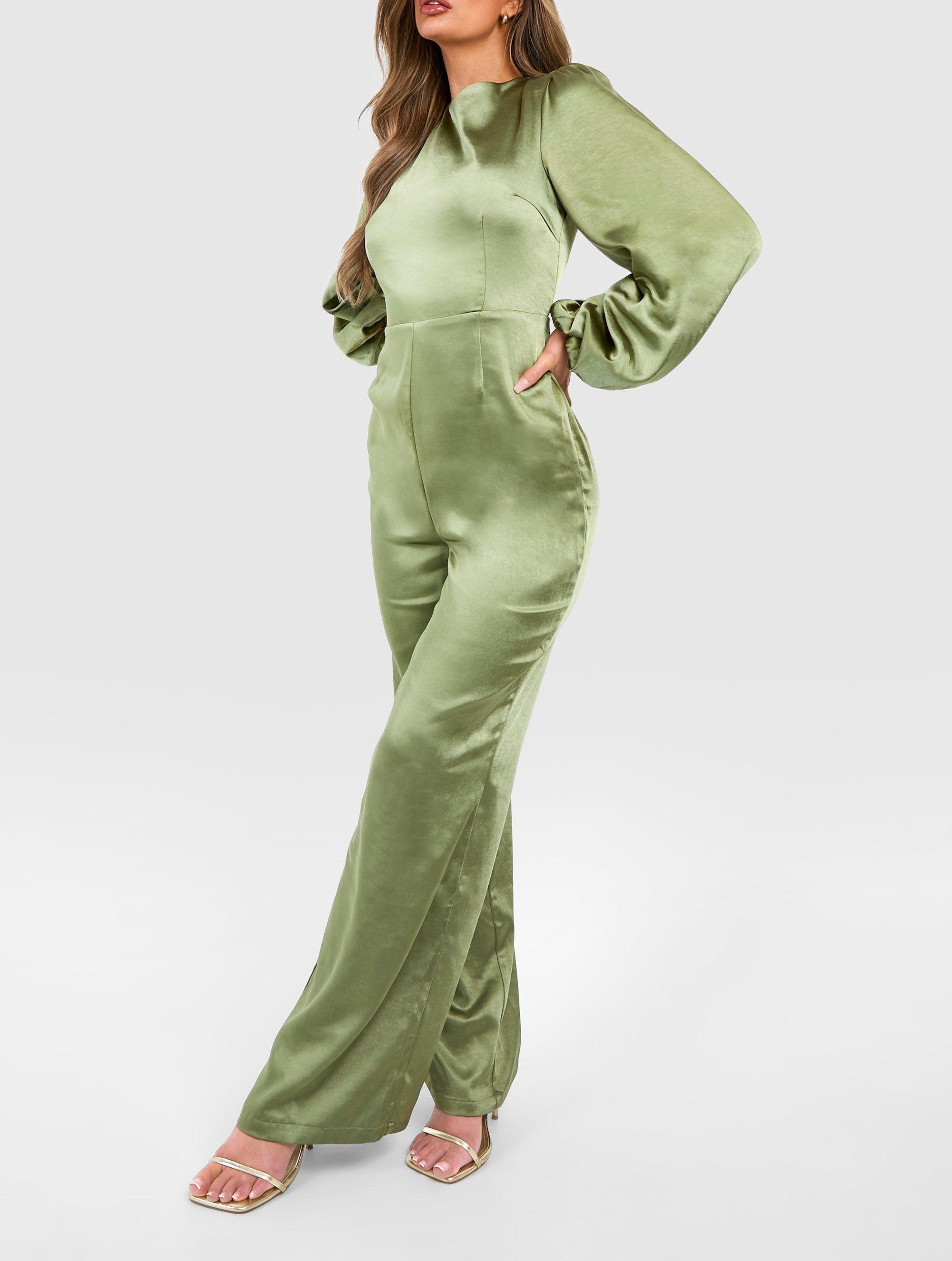 BRIDESMAID SATIN SLEEVE JUMPSUIT