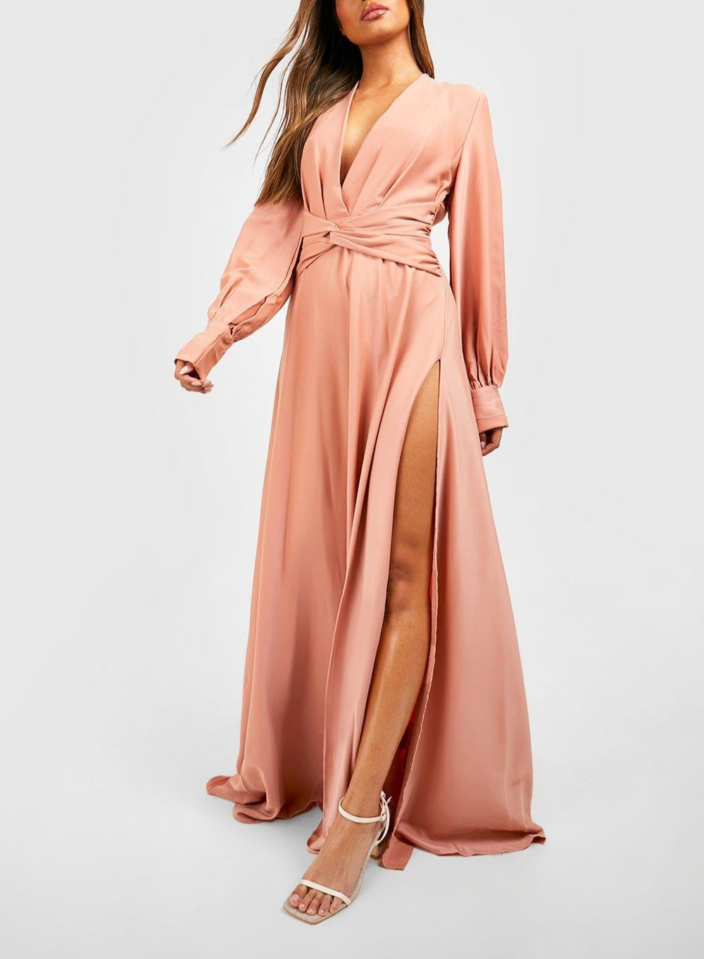 Front Twist Women Maxi Bridesmaid Dress