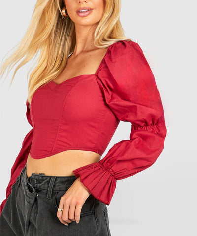 Puff Sleeve Women Corset Blouse