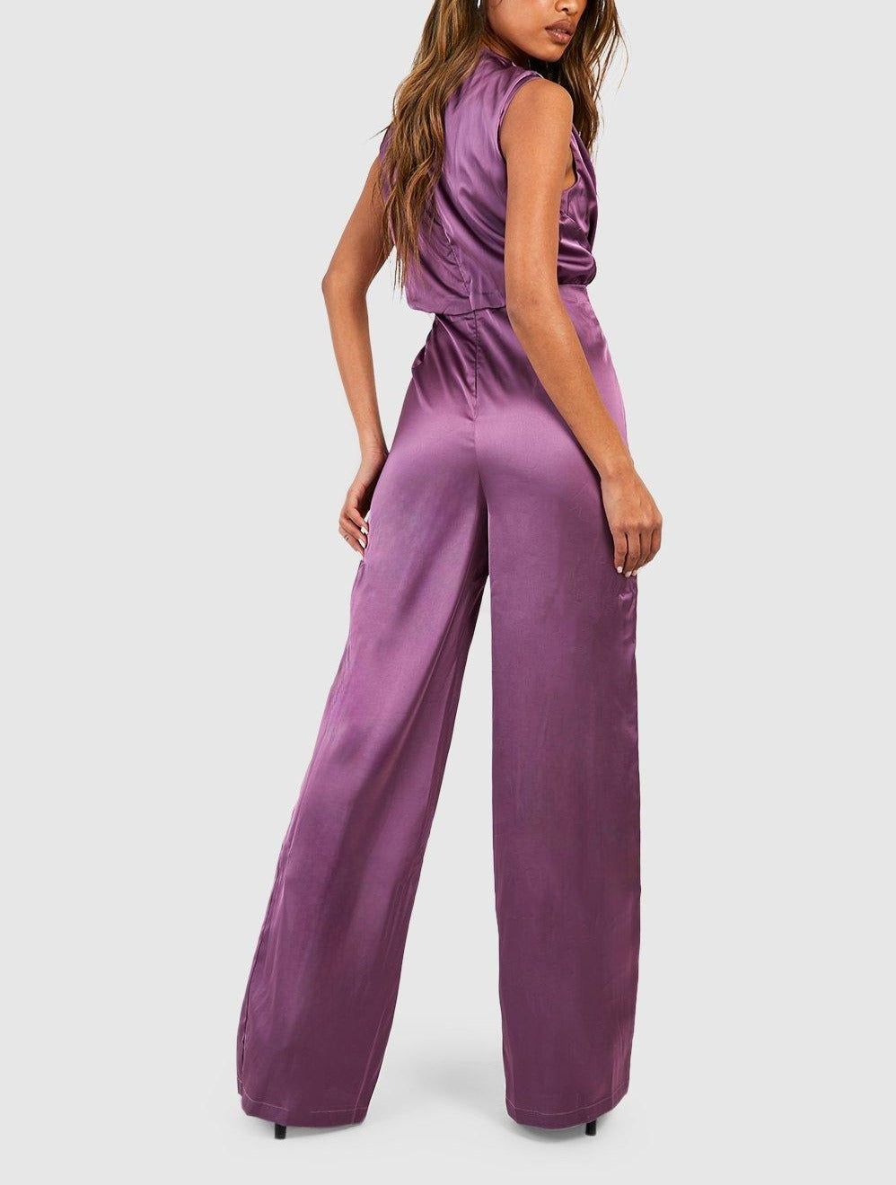 Satin Wide Leg Jumpsuit For Women