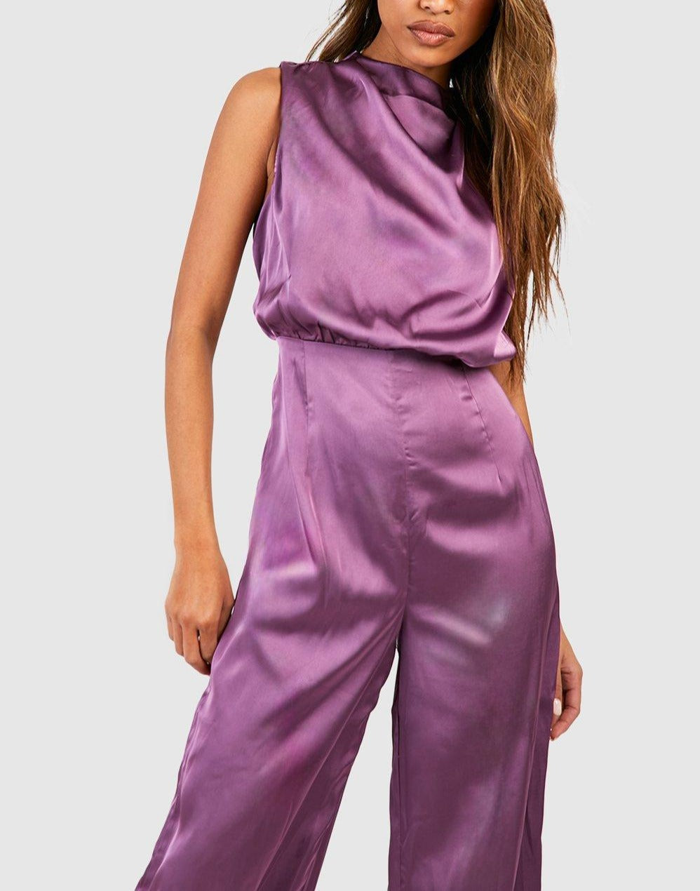 Satin Wide Leg Jumpsuit For Women