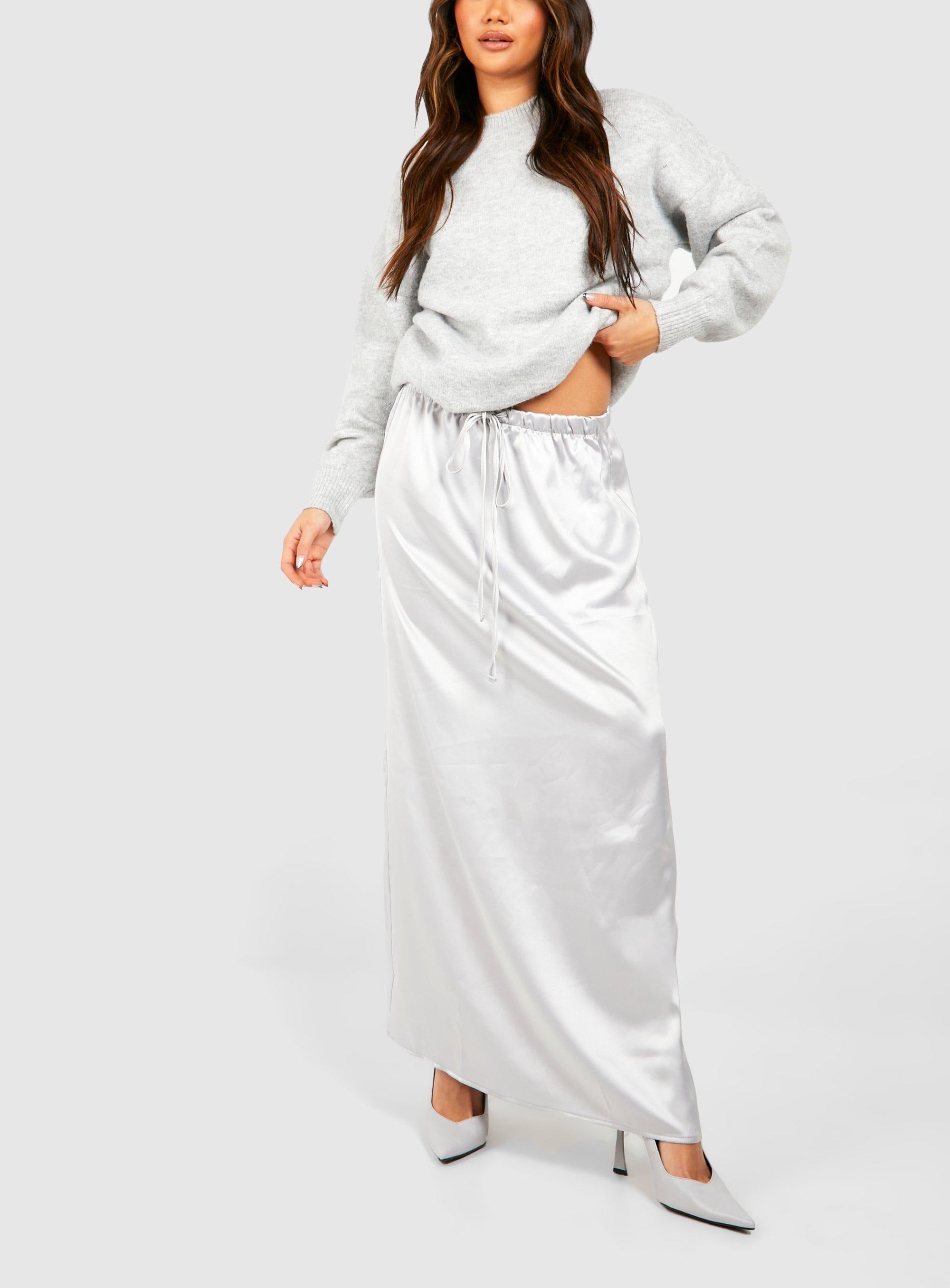 SATIN WOMEN MAXI SKIRT