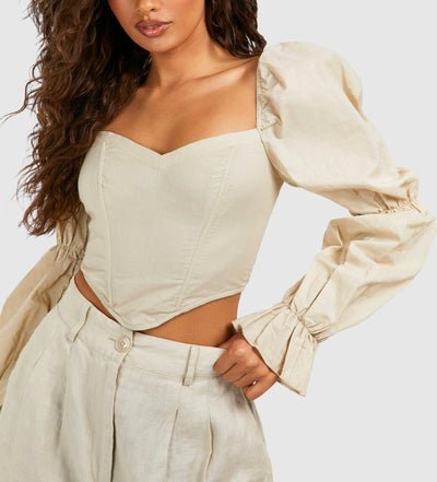Puff Sleeve Women Corset Blouse