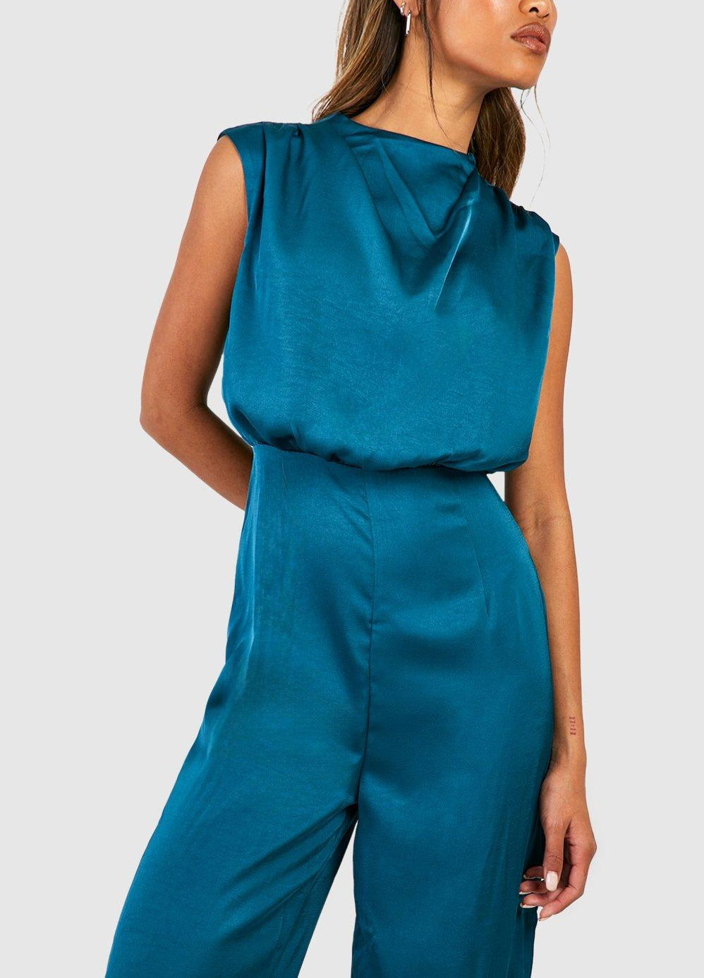 Satin Wide Leg Jumpsuit For Women