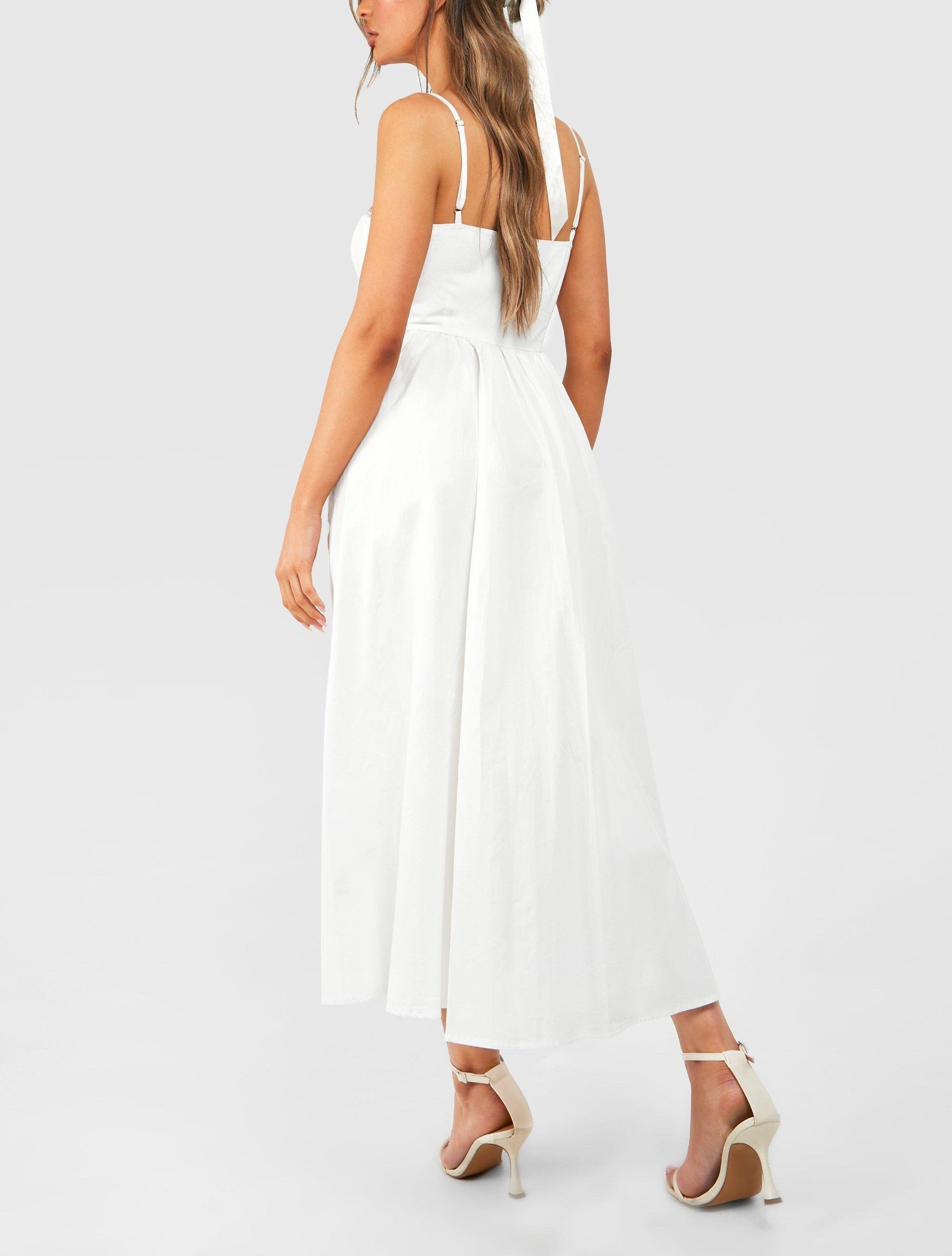 Cotton Midi Milkmaid Dress For Women