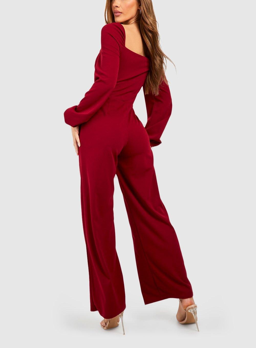 DRAPE COWL NECK WIDE LEG WOMEN JUMPSUIT