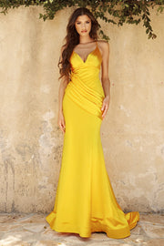 Fitted Satin Mermaid Dress with Ruched Waist