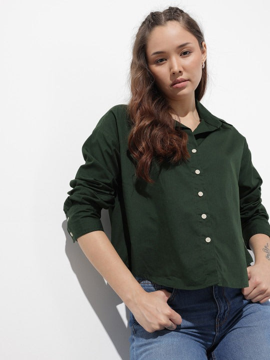 Purple Oversized Cotton Casual Shirt with Spread Collar