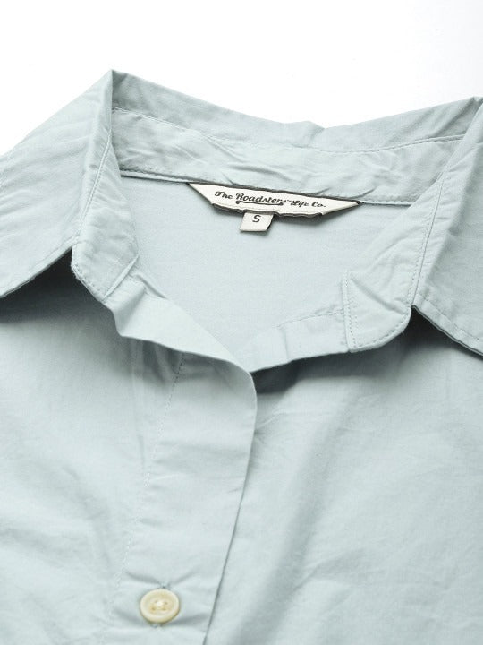 Purple Oversized Cotton Casual Shirt with Spread Collar