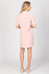 Puff Sleeve Button-Front Shirt Dress