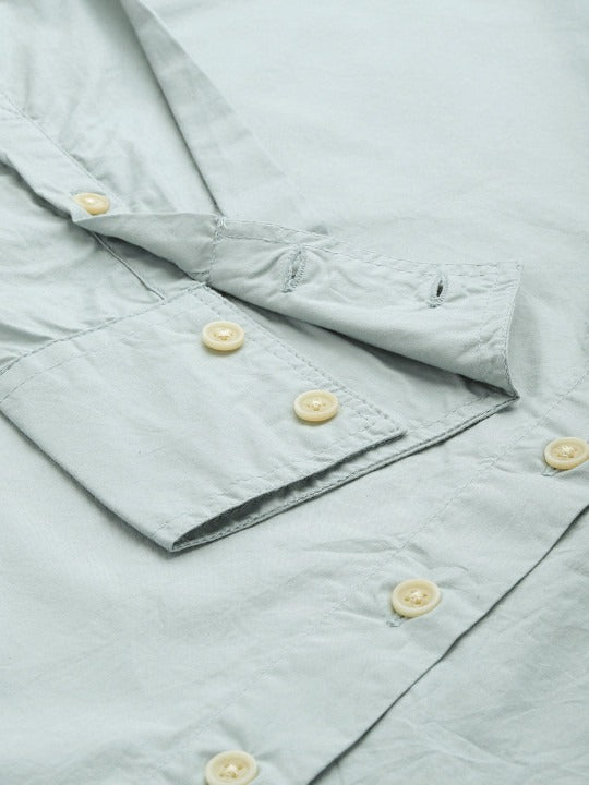 Purple Oversized Cotton Casual Shirt with Spread Collar