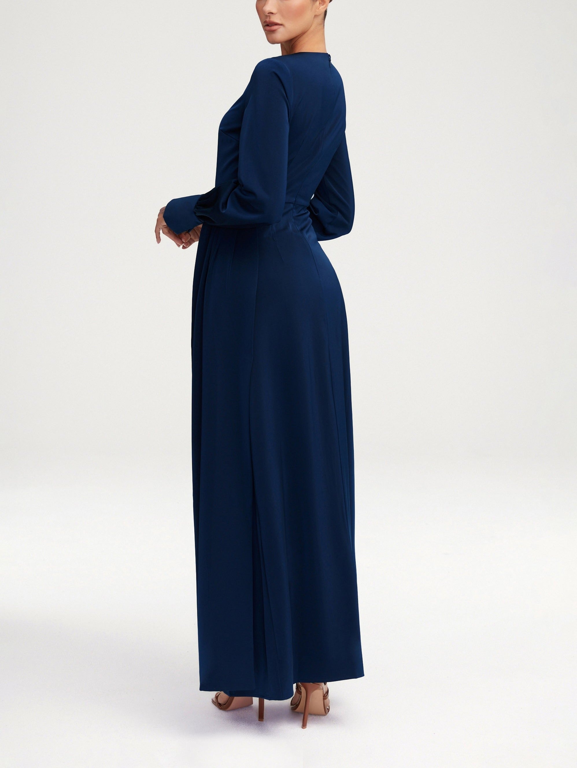 Modest / Muslim Sara's Satin Rouched Maxi Dress For Women