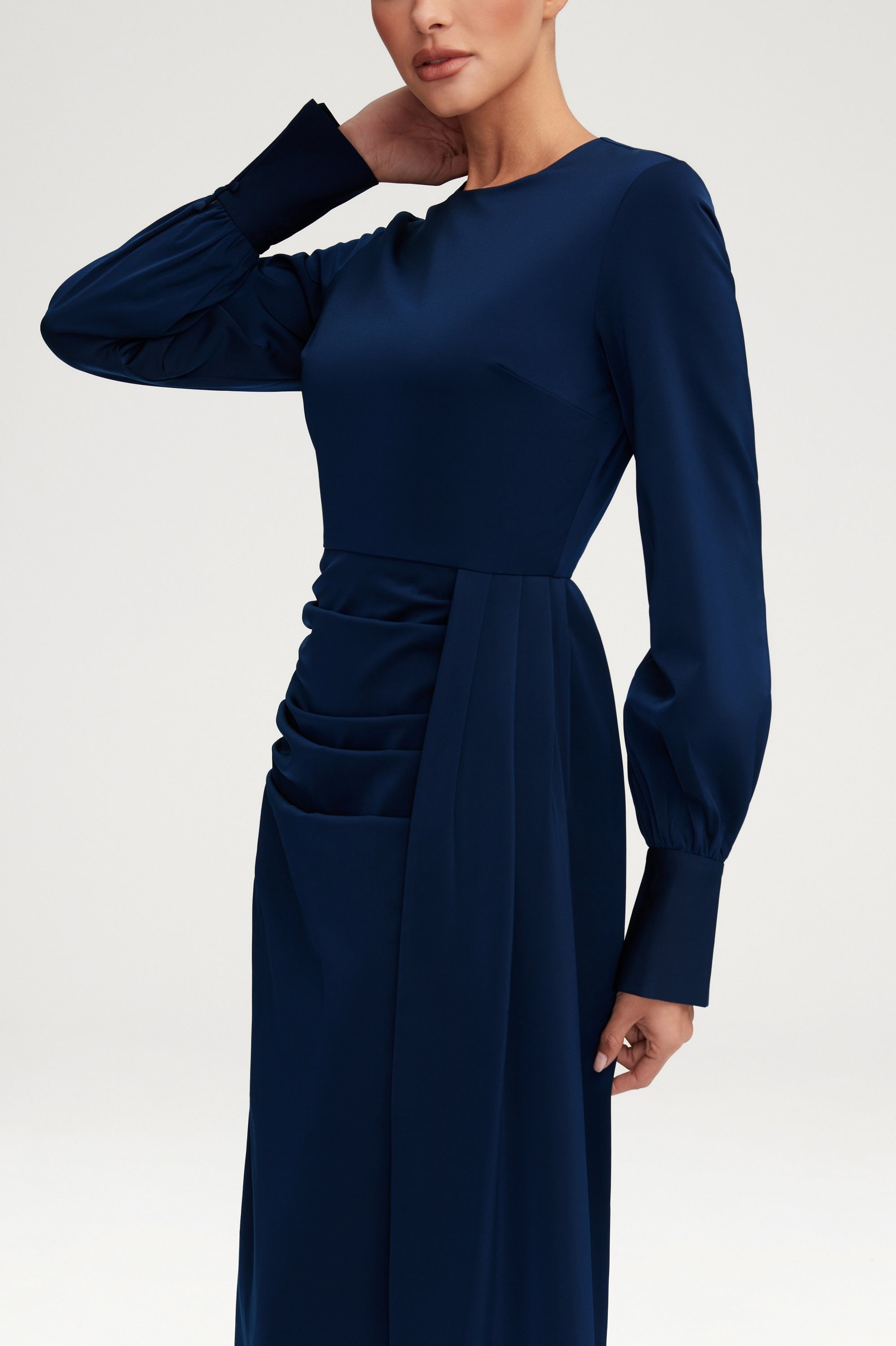 Modest / Muslim Sara's Satin Rouched Maxi Dress For Women