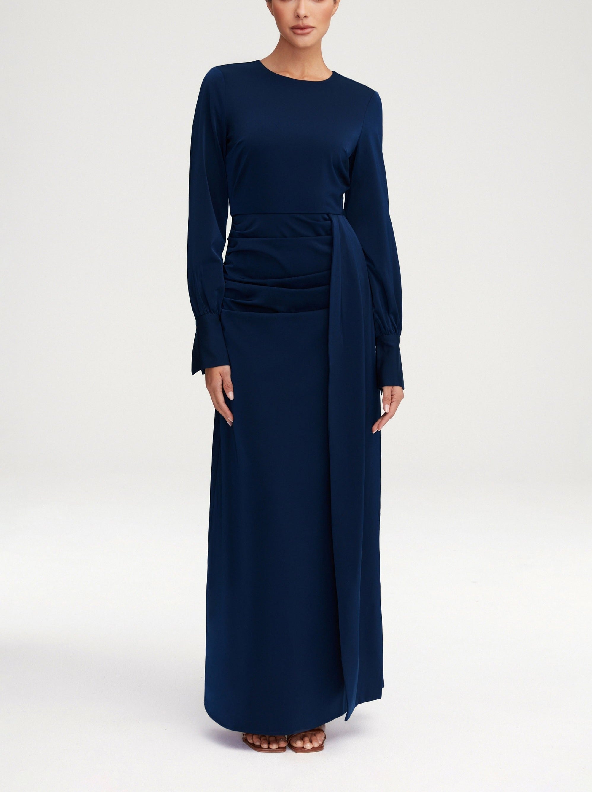Modest / Muslim Sara's Satin Rouched Maxi Dress For Women