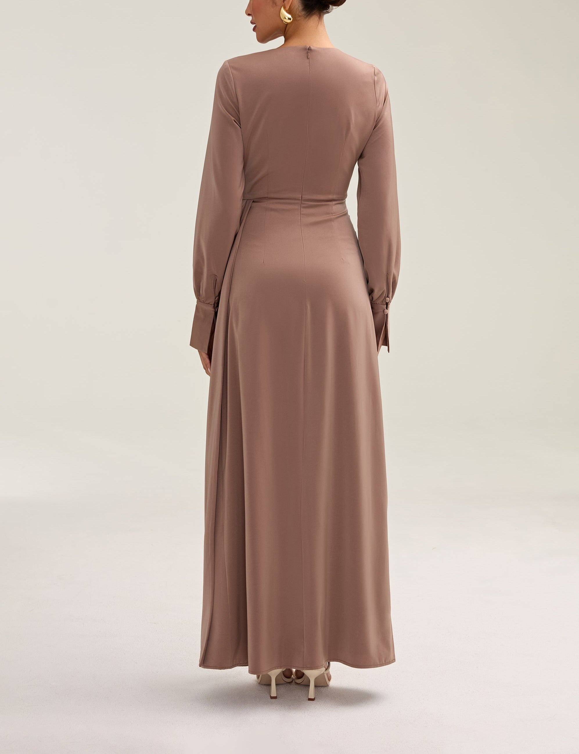 Modest / Muslim Sara's Satin Rouched Maxi Dress For Women
