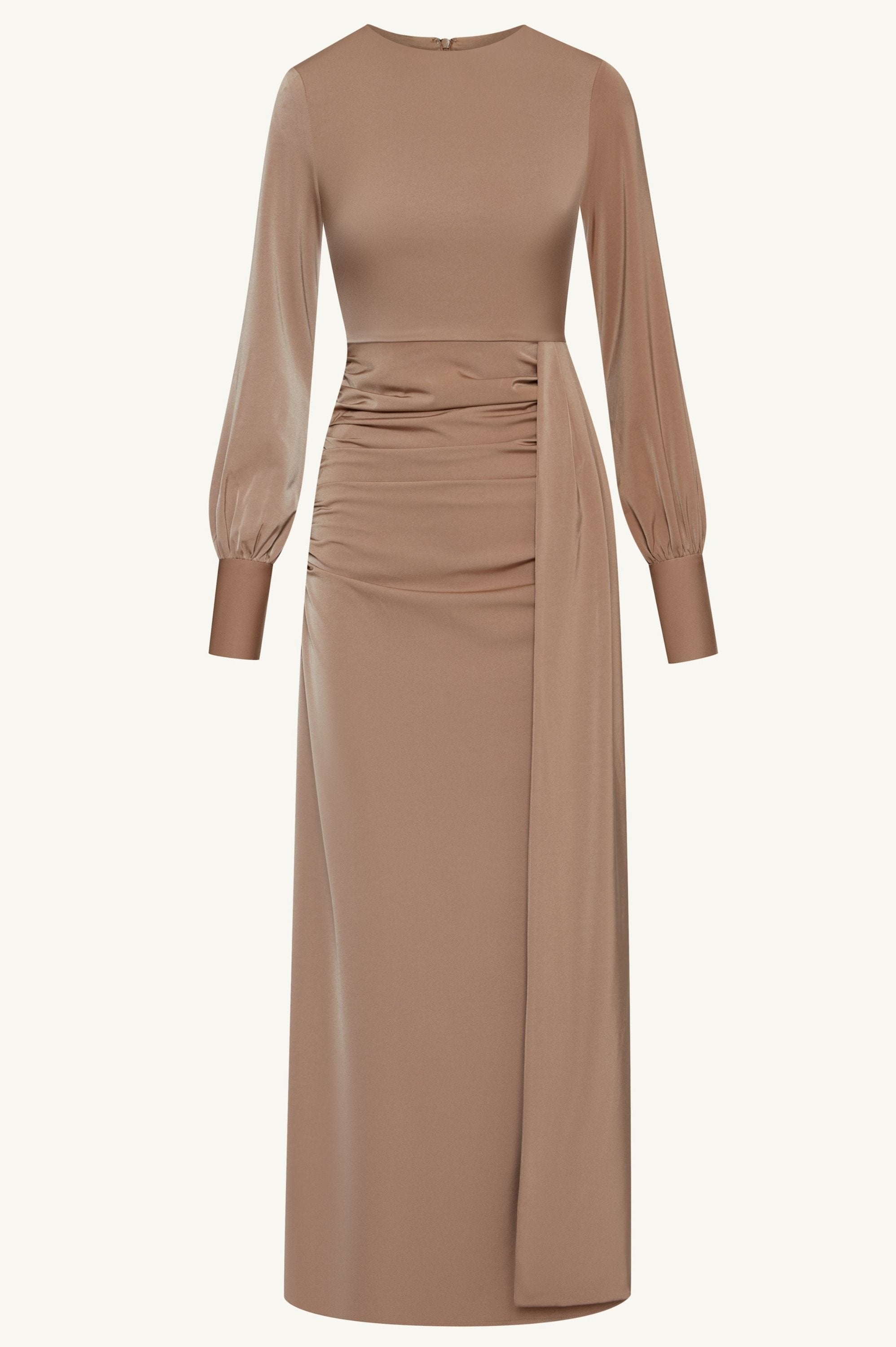 Modest / Muslim Sara's Satin Rouched Maxi Dress For Women