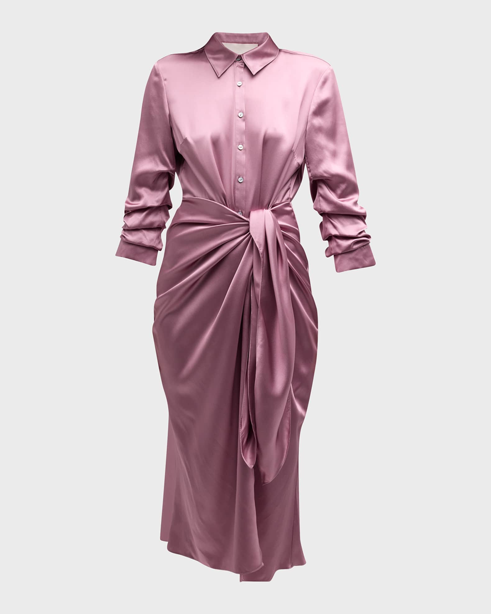 Jacey Silk Charmeuse Midi Wrap Dress For Women