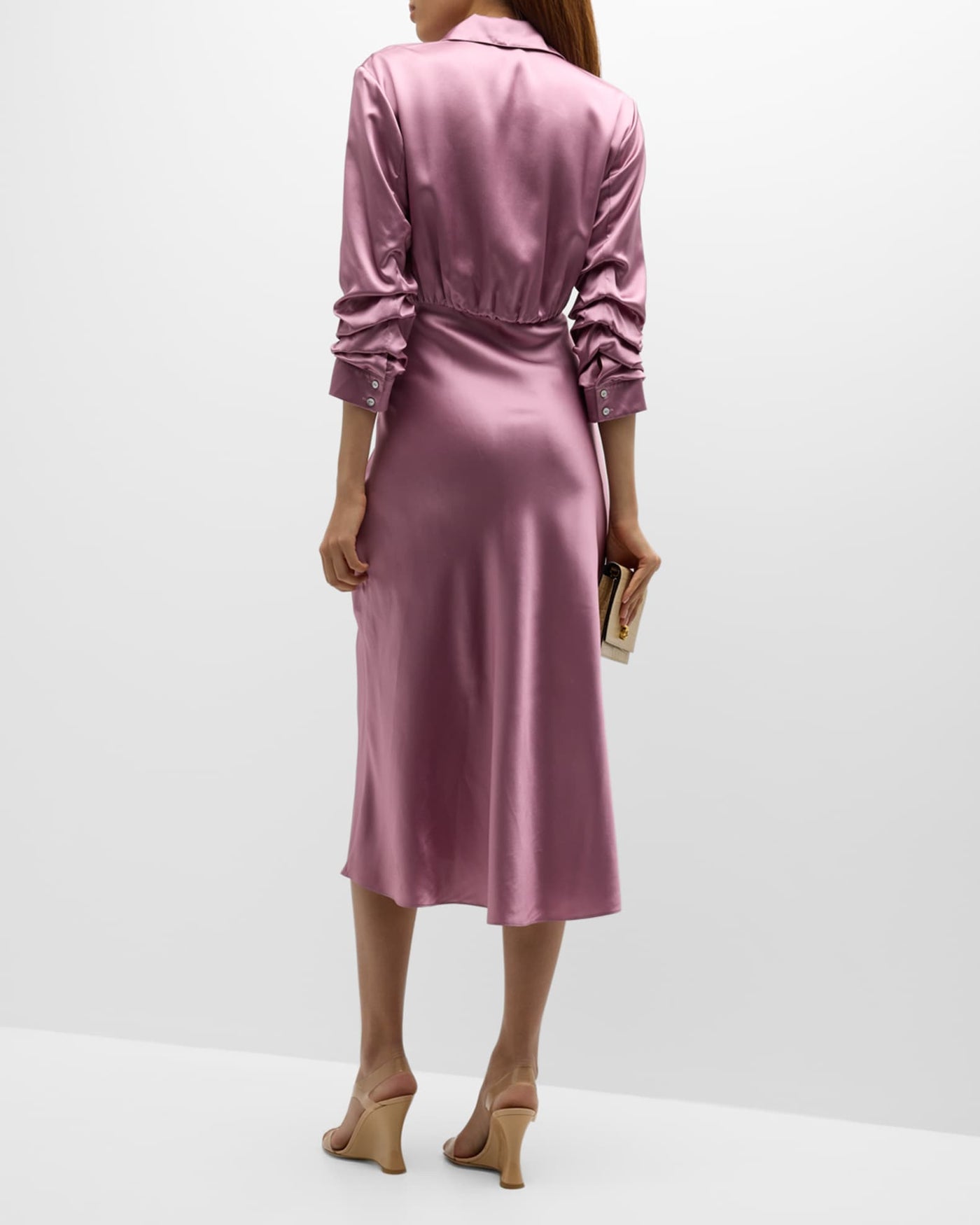 Jacey Silk Charmeuse Midi Wrap Dress For Women