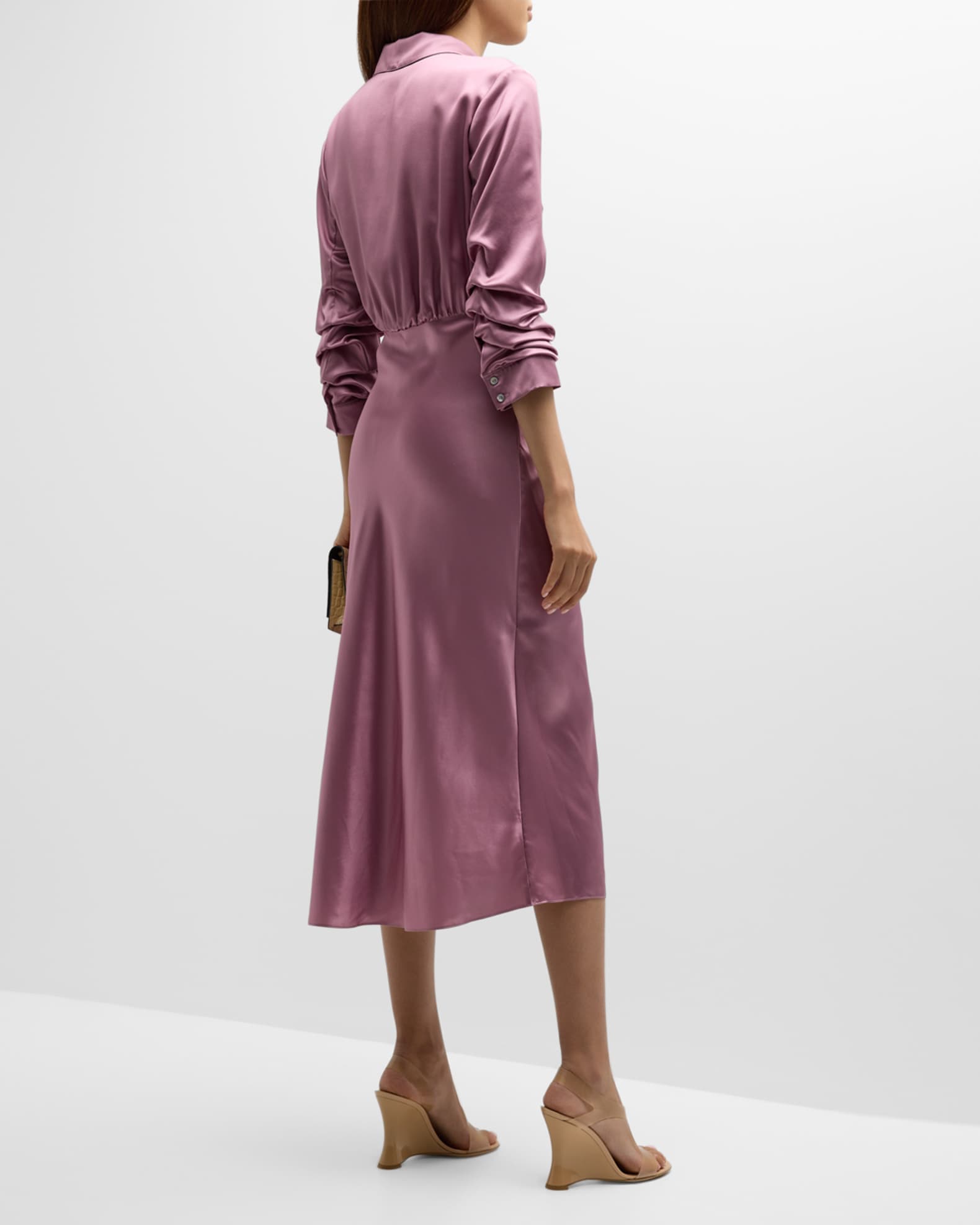 Jacey Silk Charmeuse Midi Wrap Dress For Women