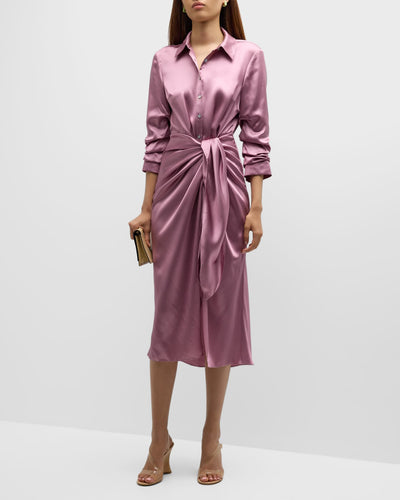 Jacey Silk Charmeuse Midi Wrap Dress For Women