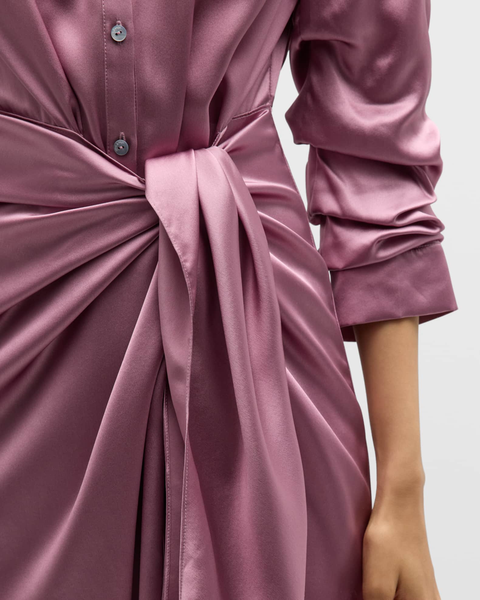 Jacey Silk Charmeuse Midi Wrap Dress For Women