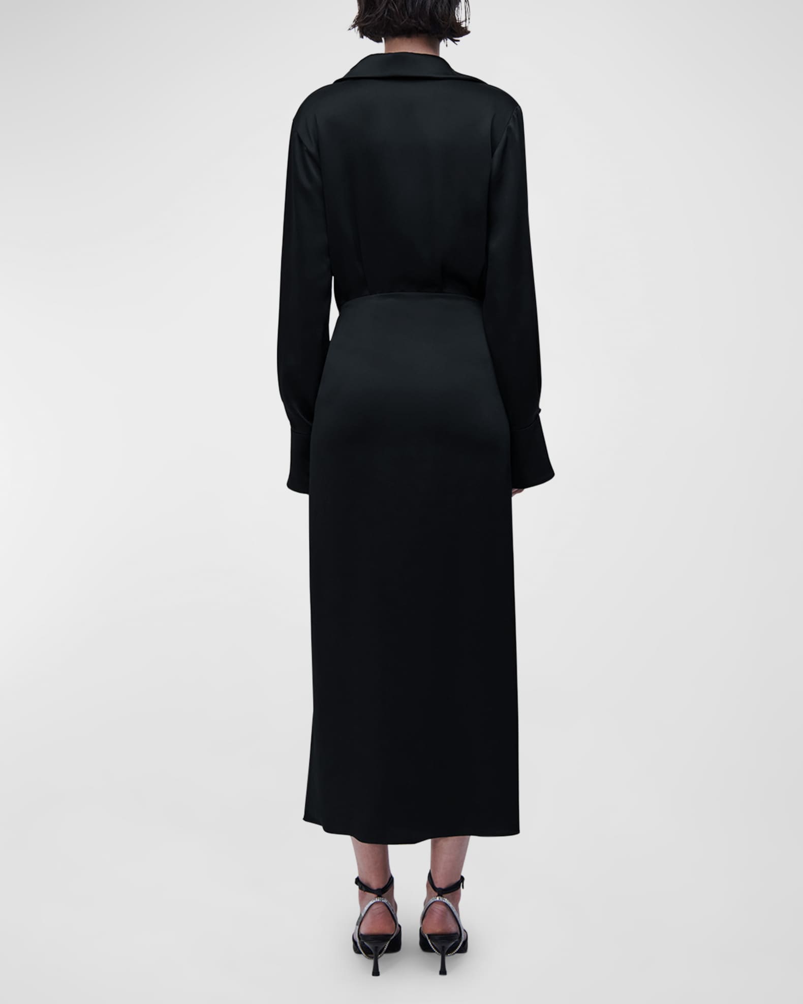 Samba Long-Sleeve Draped Satin Dress