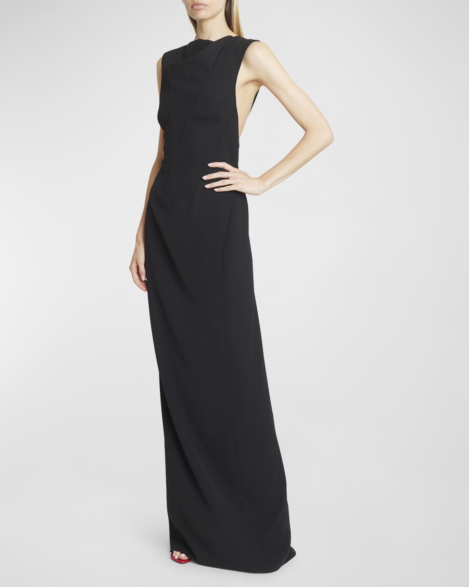 High-Neck Backless Column Gown For Women