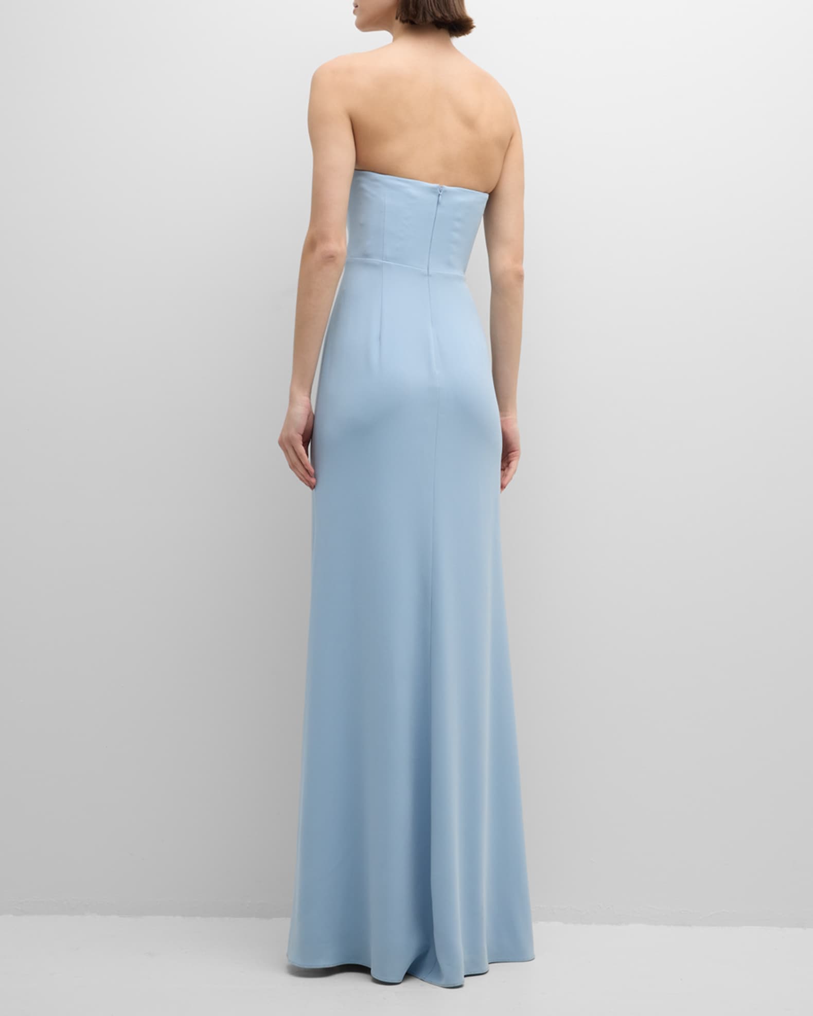 Strapless Pleated Crepe Gown For Women