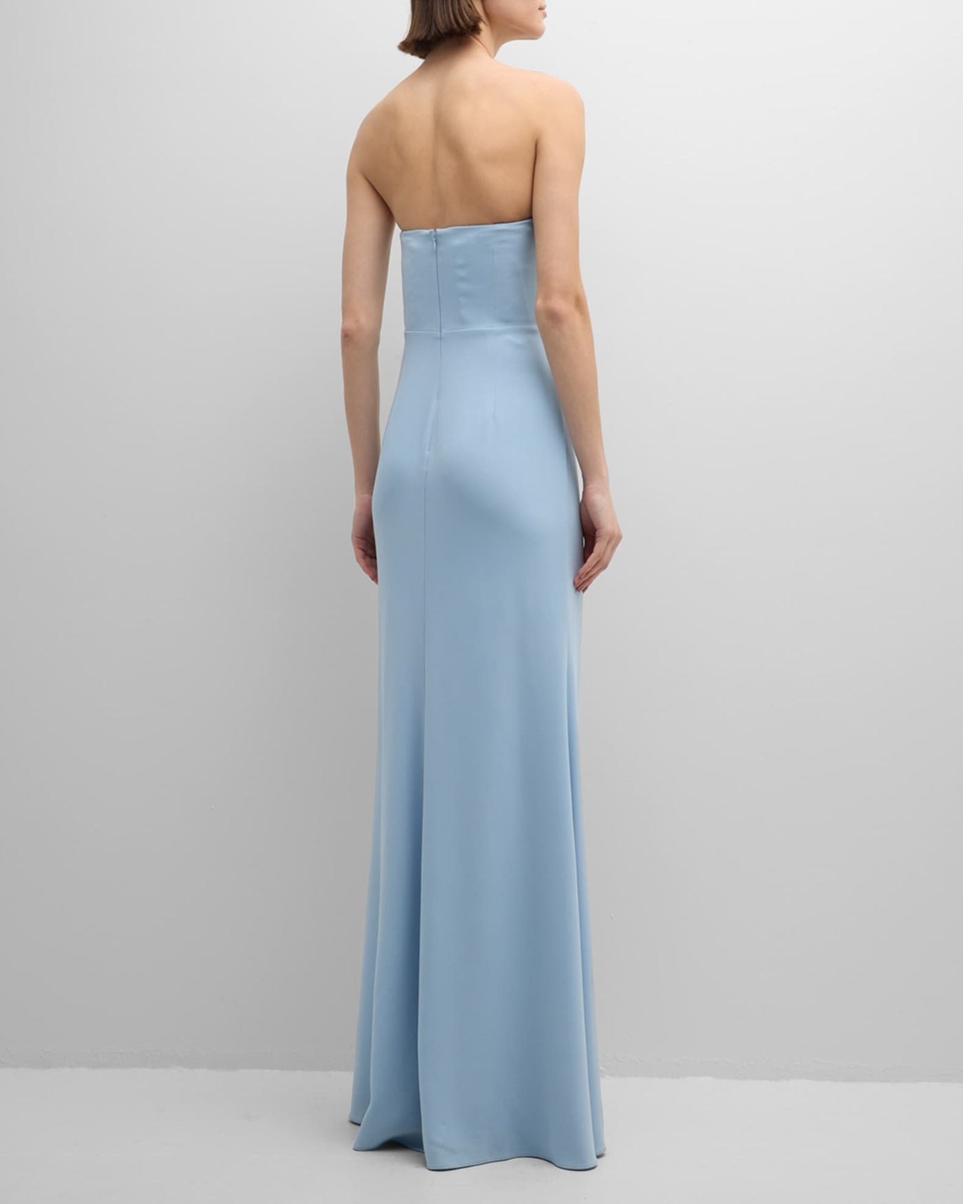 Strapless Pleated Crepe Gown For Women