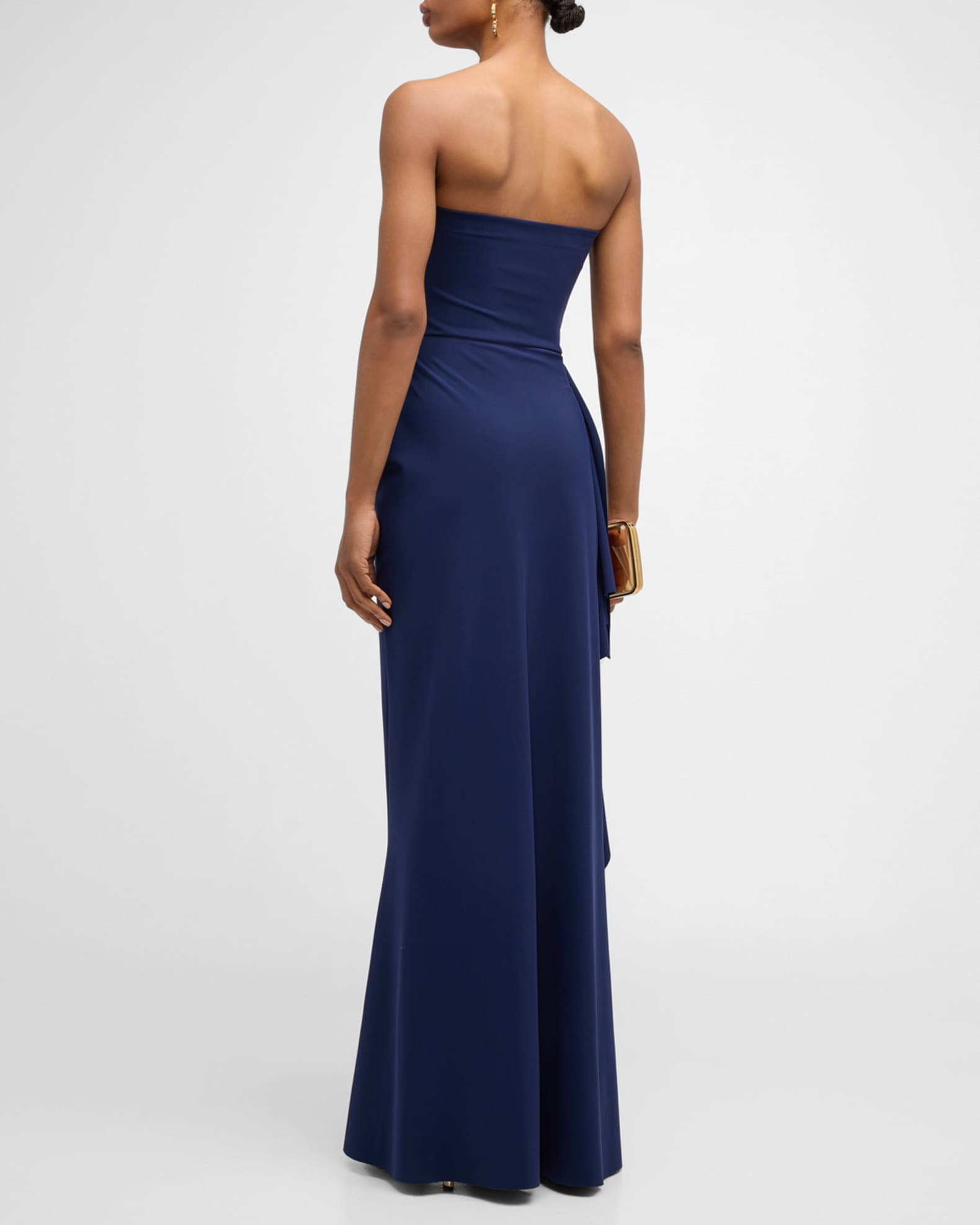 Draped Strapless Bustier Column Gown For Women