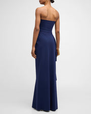 Draped Strapless Bustier Column Gown For Women
