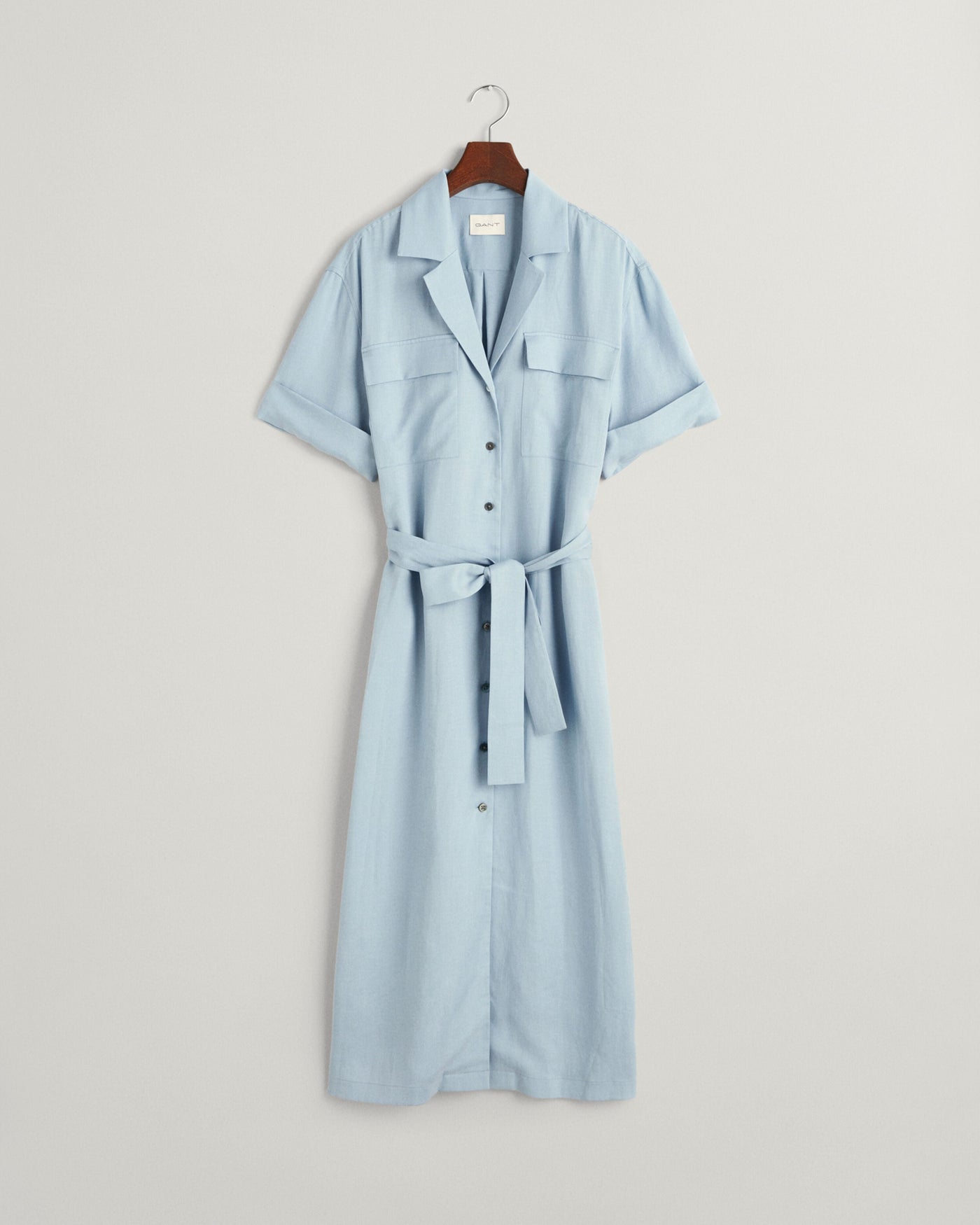 Pocket Short Sleeve Shirt Dress For Women