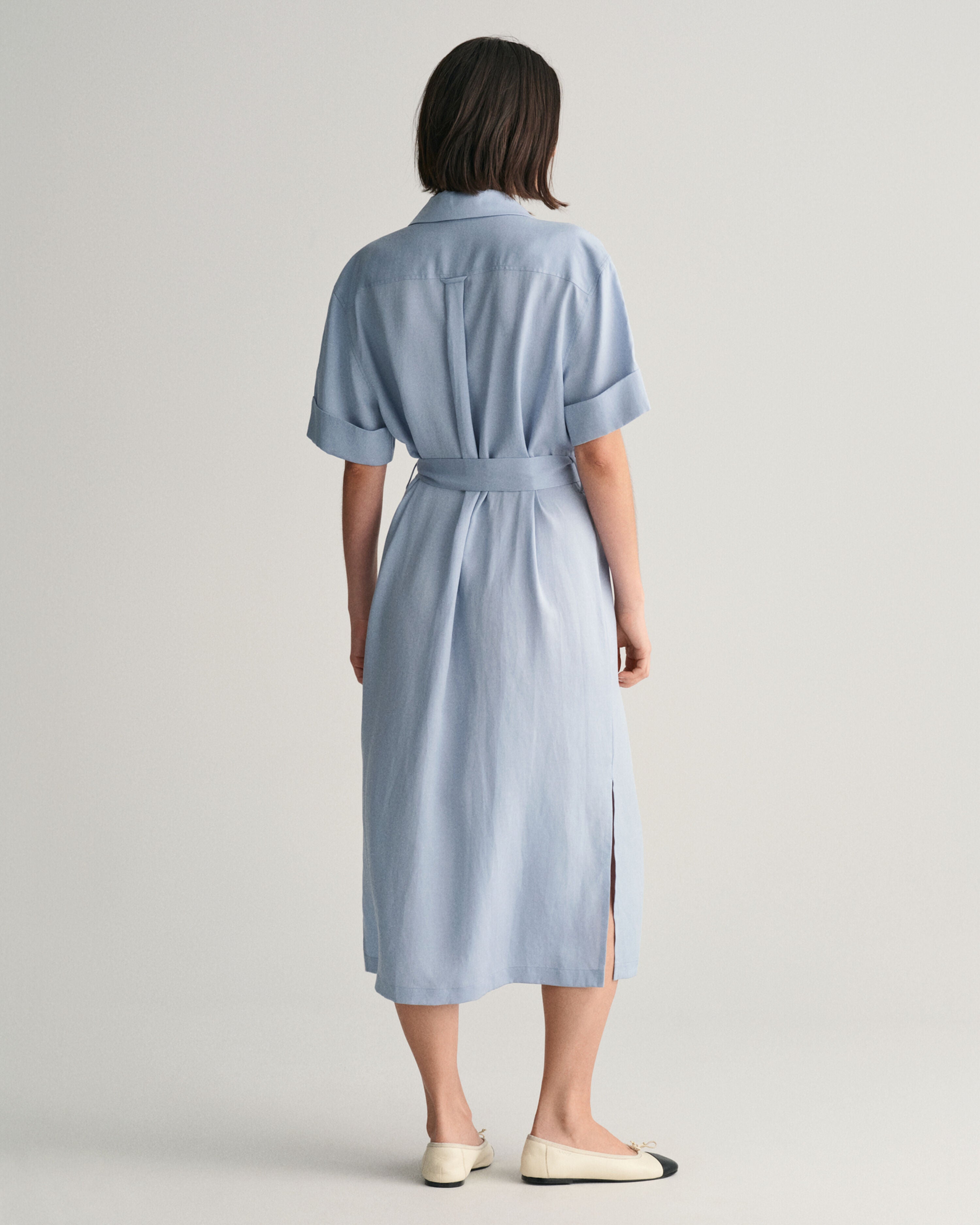 Pocket Short Sleeve Shirt Dress For Women