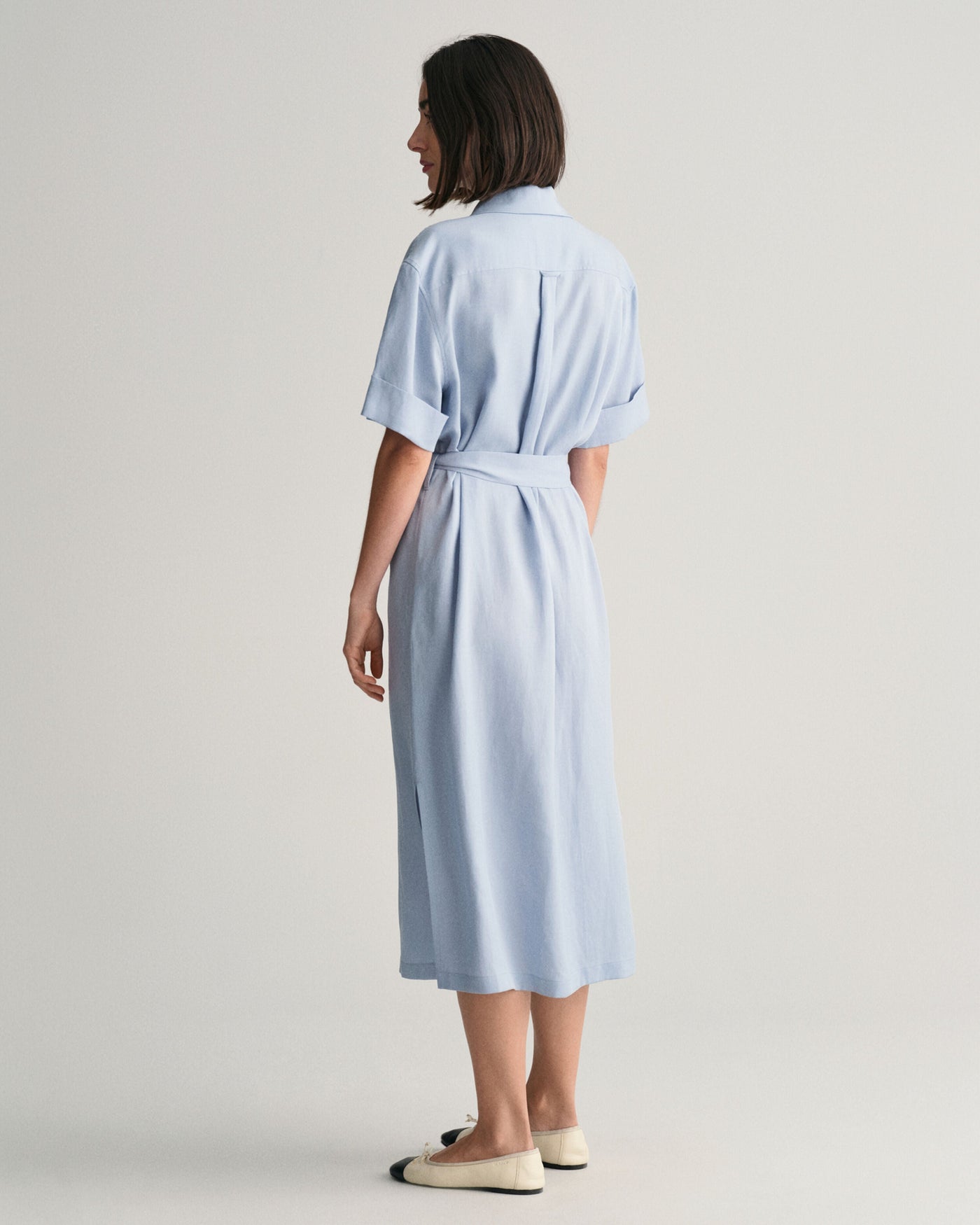 Pocket Short Sleeve Shirt Dress For Women