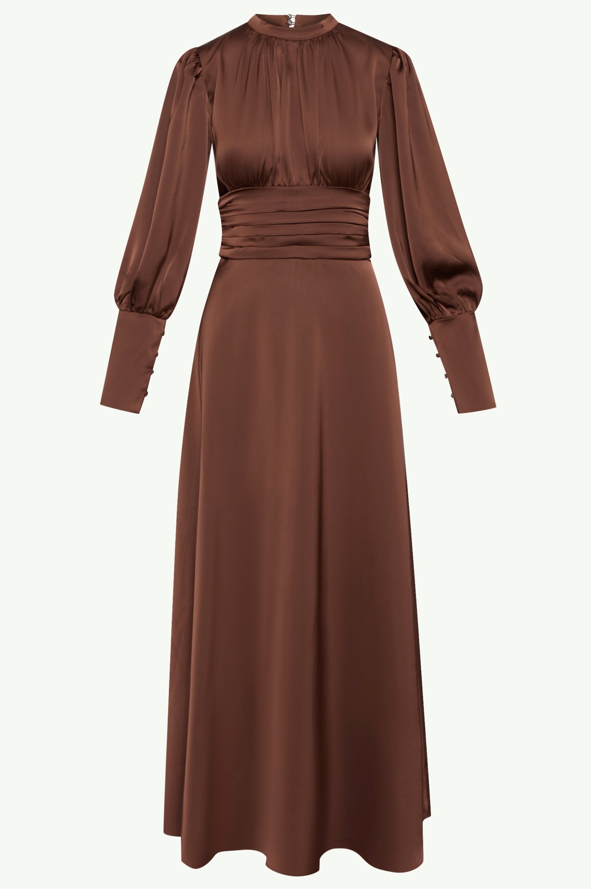 Modest / Muslim Pleated Waist Satin Maxi Dress