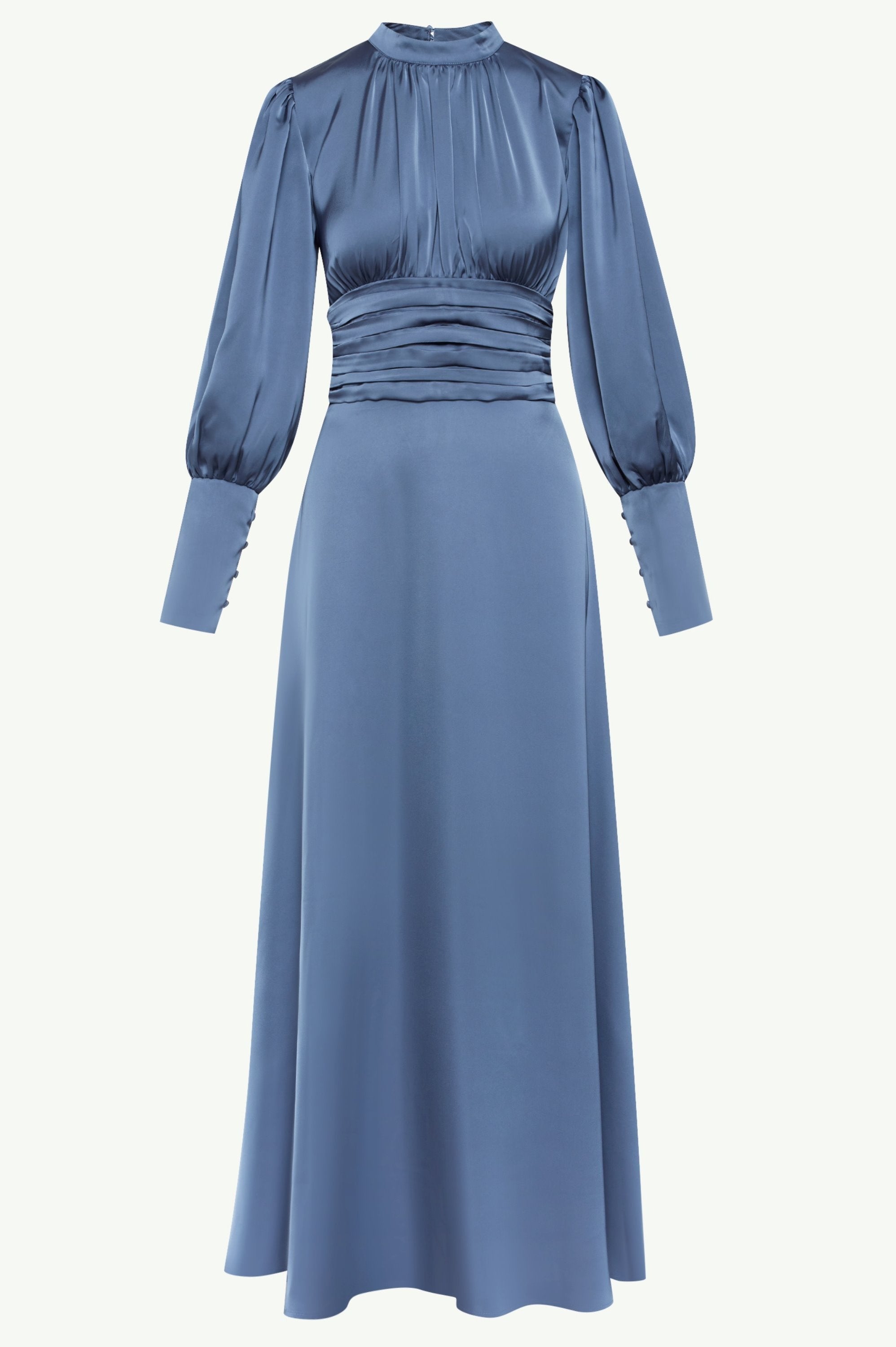 Modest / Muslim Pleated Waist Satin Maxi Dress