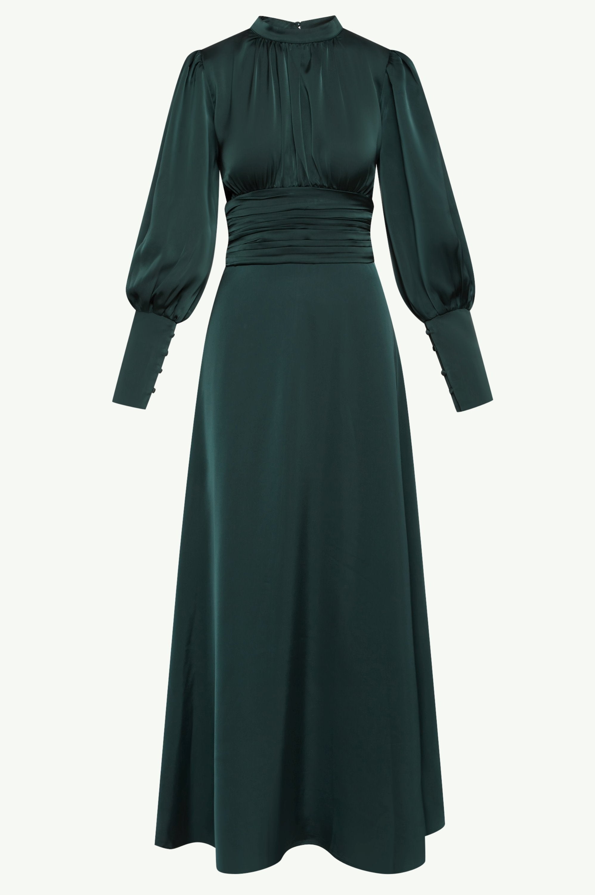Modest / Muslim Pleated Waist Satin Maxi Dress